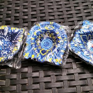 Blue Painted Diyas - Set Of 3