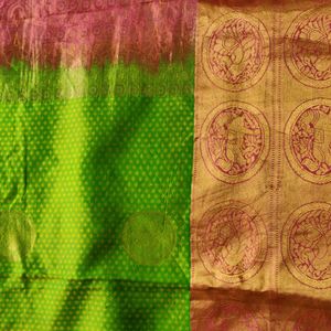 Green And Pink Silk Saree