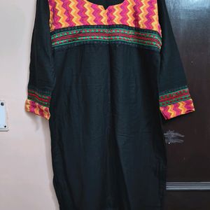 Black Cotton Kurta