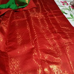 Kanjeevaram Brocade Silk Copper Zari Woven Pattu Sarees with Blouse Piece
