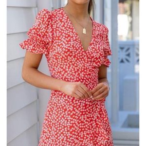 Floral Red Dress