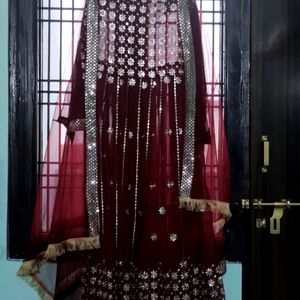 New Maroon Partywear Gown