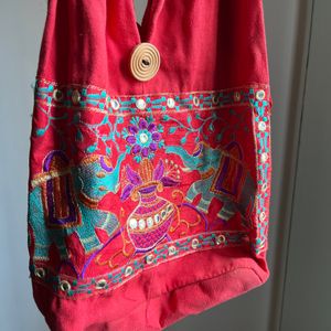 Royal Red Hand embroidered Bag