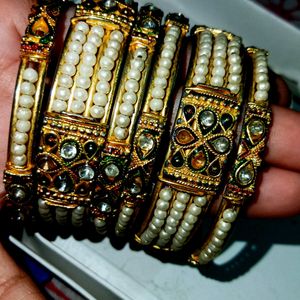 Set Of Pearl Marwadi Bangle