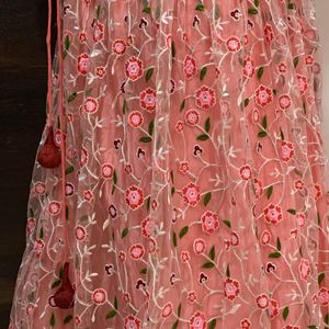 Pink And Red Embroidery Lehenga New