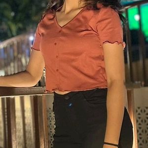 Tokyo Talkies V Neck Crop Top From Myntra