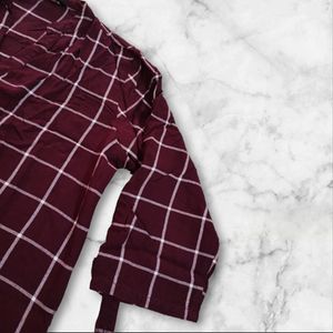 Maroon Shirt Style Top