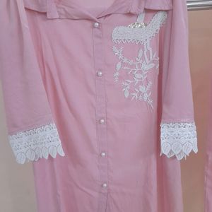 Peach Pinkish Cord Set/night Suit