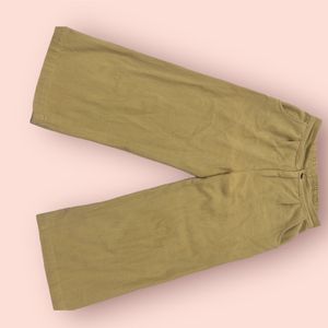 Beige Parallel High Rise Trousers