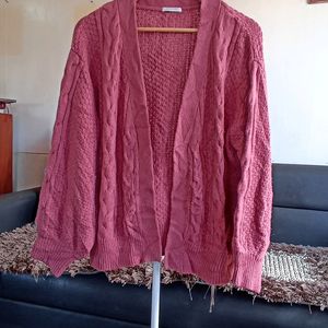 Dark Pink Open Cardigan