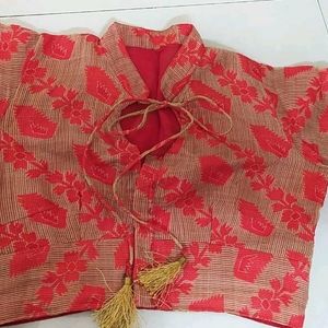 Red Saree With Desginer Blouse