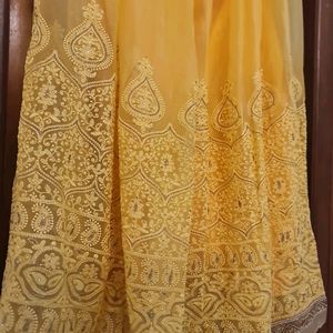 BRIDAL HEAVY GARARA CHIKANKARI WORK ON SILK