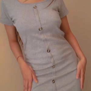 BUTTONED GREY DRESS🤍