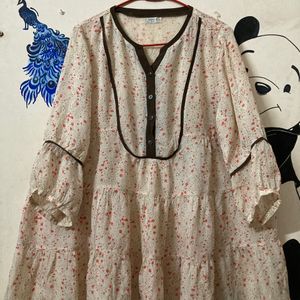 Vintage Peach Floral Korean Dress