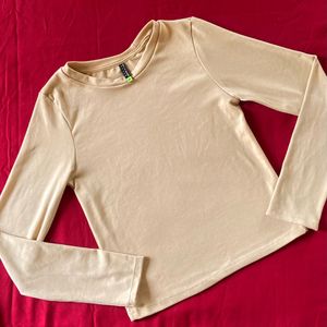 Tokyo Talkies Beige Fitted Top