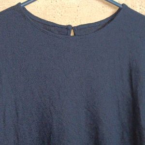 Ladies Fashion Top Sleeveless Flared Navy Blue