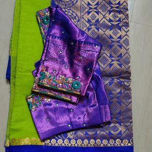 Saree With Work Blouse