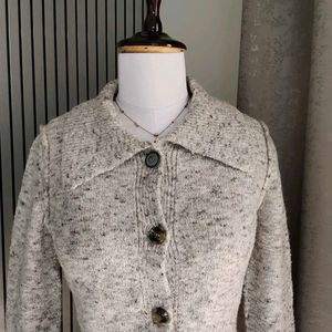 ZARA Woolen Blend Button Collar Cardigan