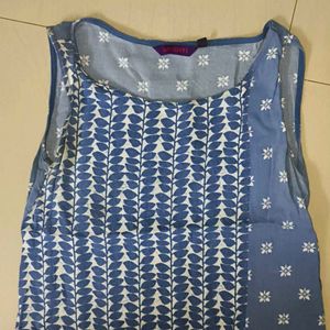 Blue A-line printed kurta