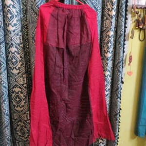 SALE Pure Cotton A-Line Red & Maroon Long Skirt