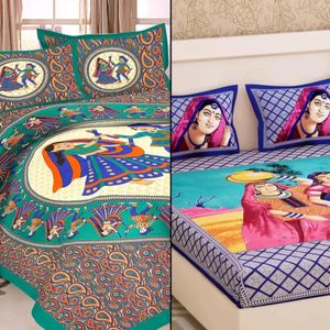 Jaipuri Printed Bedsheet Pack Of 2 Double Bed