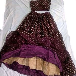 Burgundy Ethnic skirt and top full flared & Heavy