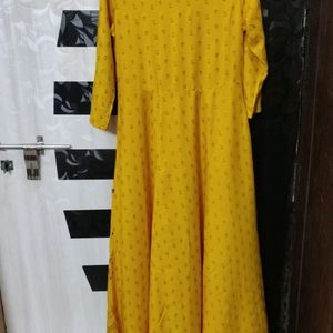 Mustard color A Line Kurti