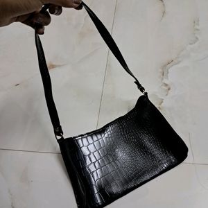 Black Leather Sling Bag