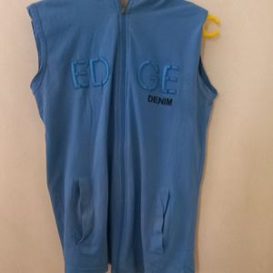 Sleeveless Blue Hoodie