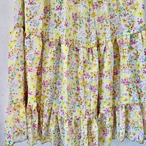 Trendy Yellow Flowering Skirt