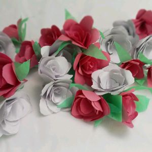 Combo Red Ribbon & 22Pics Of Flowers for Art&Craft