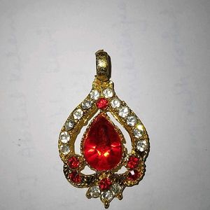 2 Pendates ,   Red Color Stone