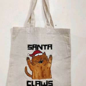 Cute Hand Painted Cat Tote Bag