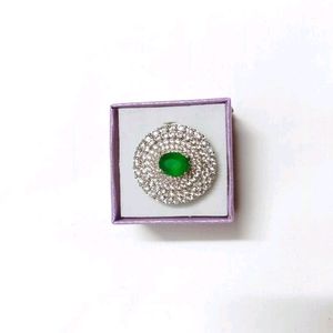 Emerald green stone women's ring.