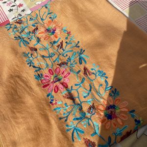 Cotton Linen Embroidered Stole Cum Dupatta