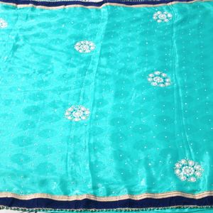 Sea Green Embellished Saree