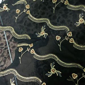 Black Embroidery Printed Kurta.