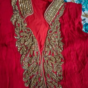 Red Frock Full Stone Couler Work For Party Wear..