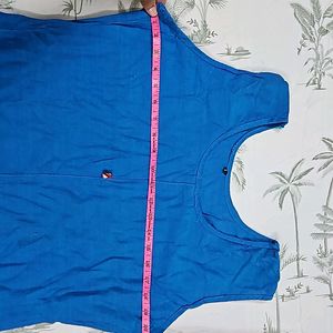 Blue Silk Sleeveless Kurta With Jacket