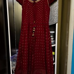 Rust Maroon Colour Anarkali Kurta Size S