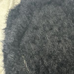 FUR FAUX BLACK BODYCON DRESS