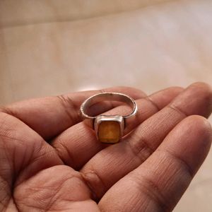 YELLOW SAPPHIRE (PUKHRAJ) RING IN PURE SILVER