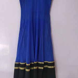 Blue Golden Anarkali Beautiful Gown