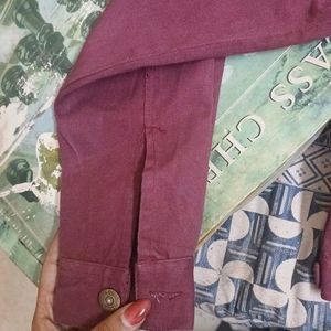 Purple Coloured Denim Embroidered Jacket