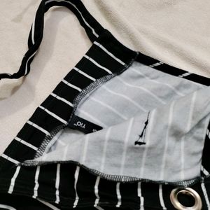 Striped Dungree Dress With Tee