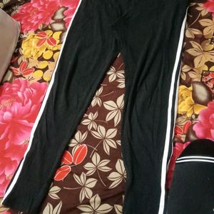 Black Trouser With White Side Strips