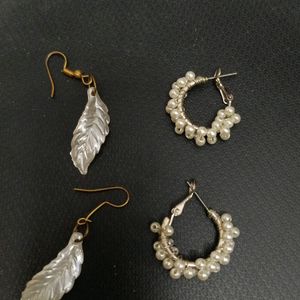 Pearls Earrings And Leaf Hangings