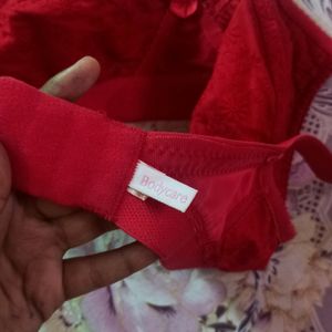 Red Chikan Cotton Bra