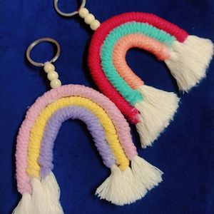 Macrame Mini Rainbow Keychains And Car Keyring