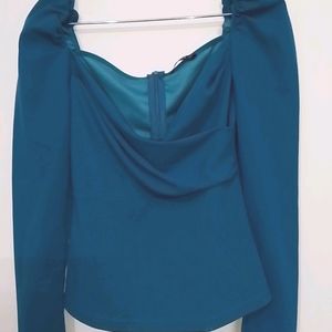 Small Sea Green Full Sleeve Top Party Shirt Formal